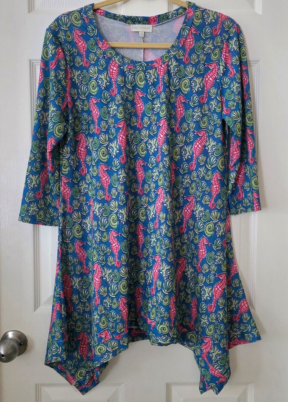 Simply Southern Vibrant Seahorse Shirt Dress Tunic Top Size Small